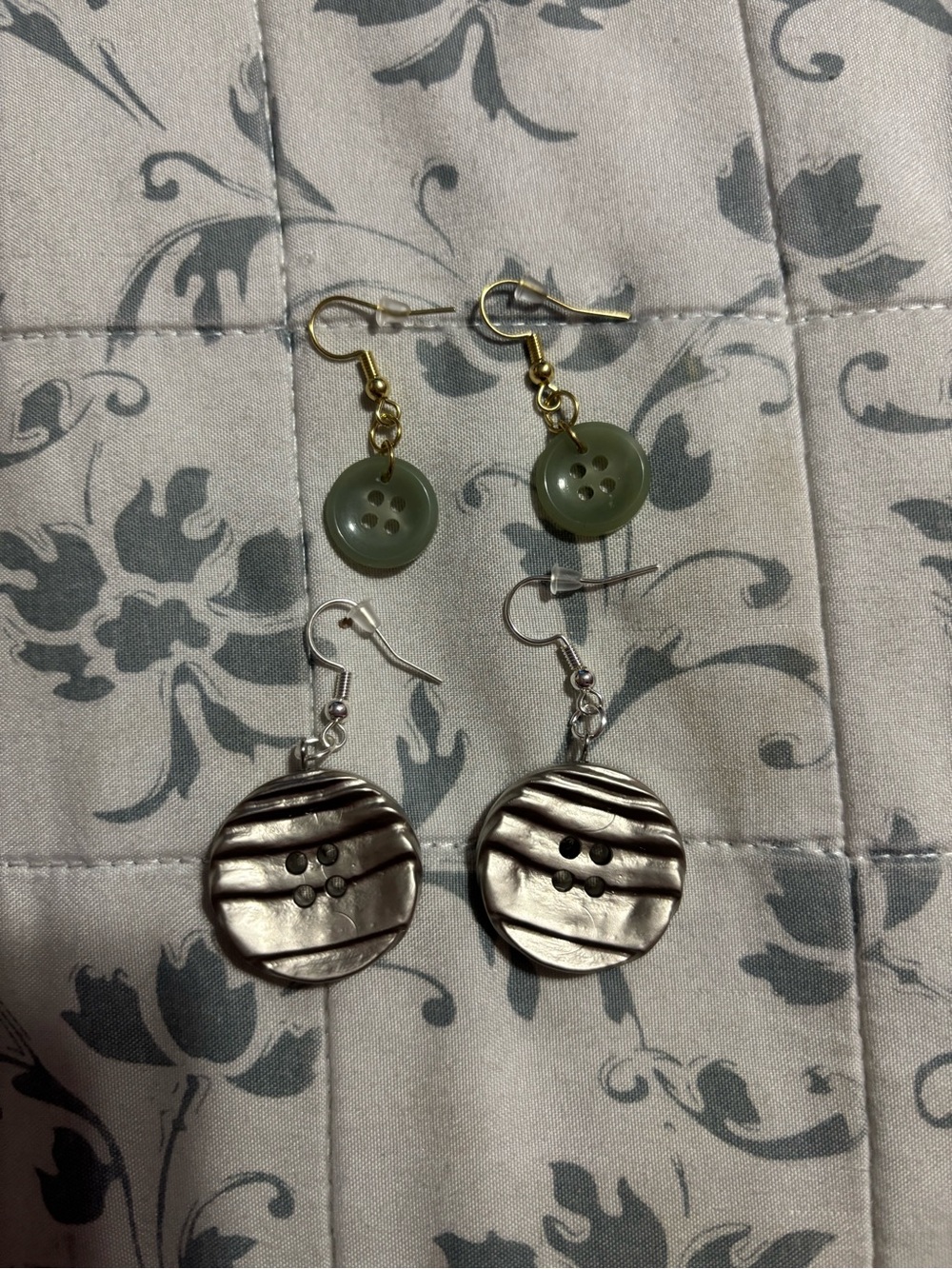Handmade Never Worn Button Earrings